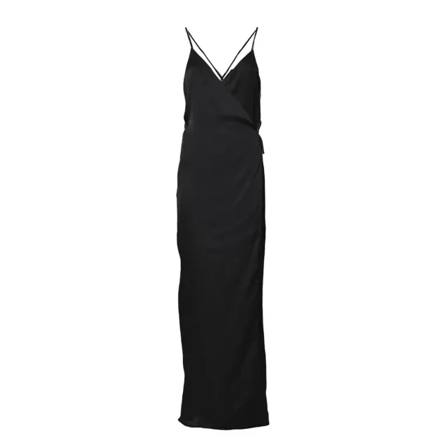 Nine Minutes 25SSNAB0020 abito raso nero viscosa