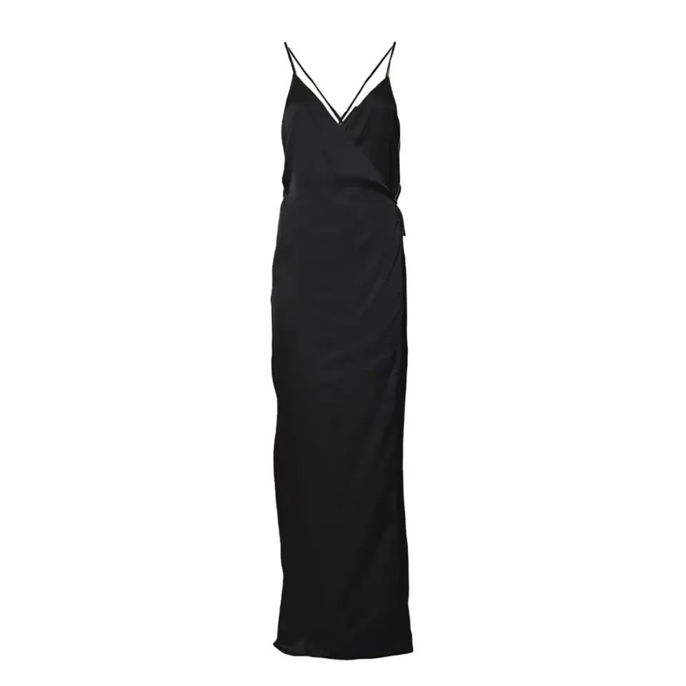 Nine Minutes 25SSNAB0020 abito raso nero viscosa