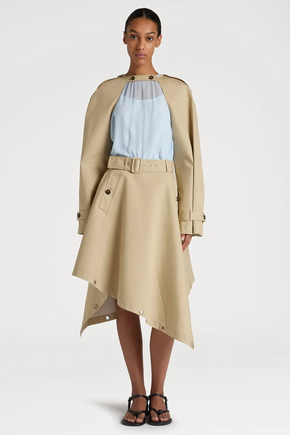 Ports Chic Buttoned giacca mantella beige cotone