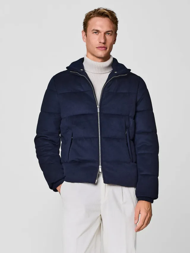Paul Taylor giubbino lana imbottito blu collo staccabile