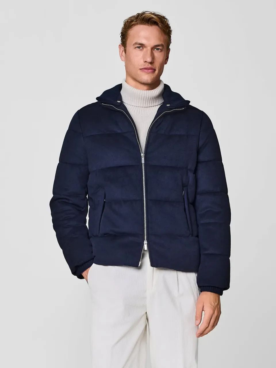 Paul Taylor giubbino lana imbottito blu collo staccabile