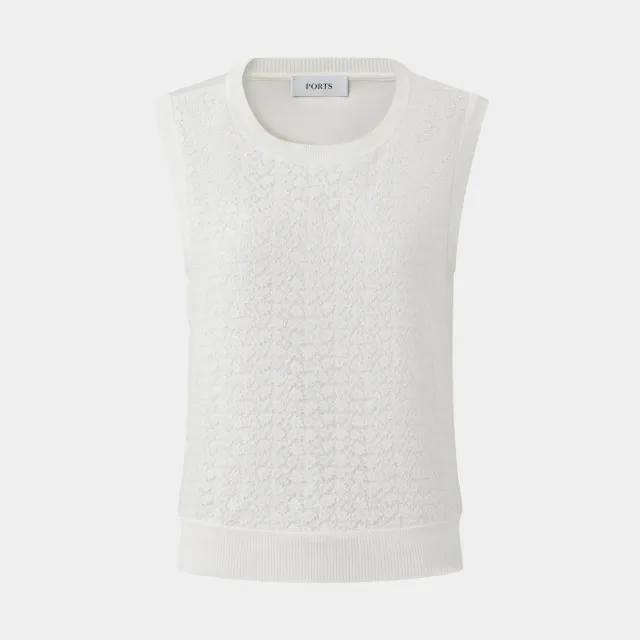 PORTS SS26 Lace-Effect top maglia crema