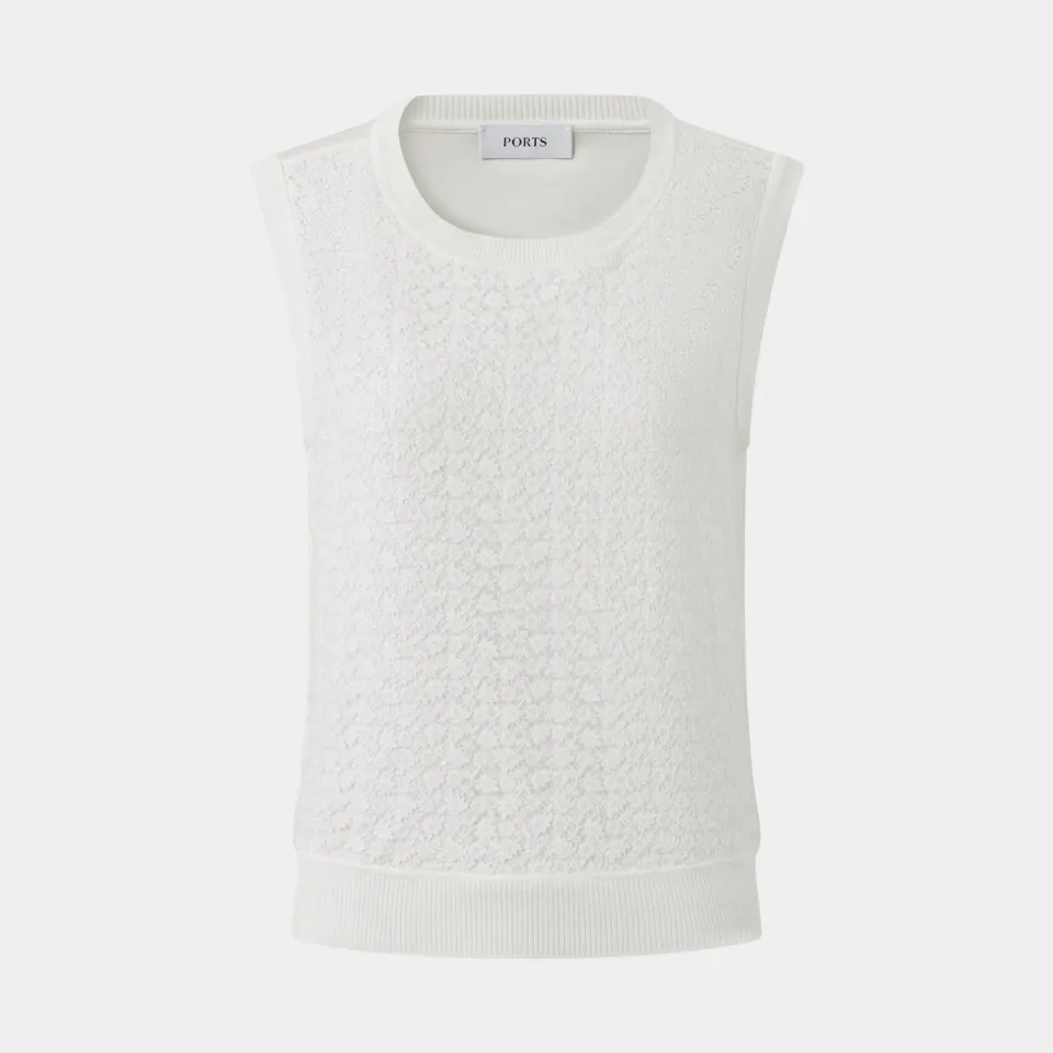 PORTS SS26 Lace-Effect top maglia crema