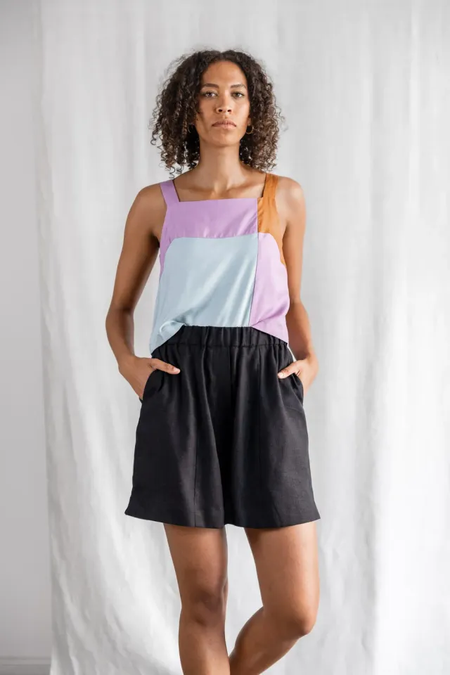 Jyoti Fair Works Sitaar shorts neri cotone elastico donna