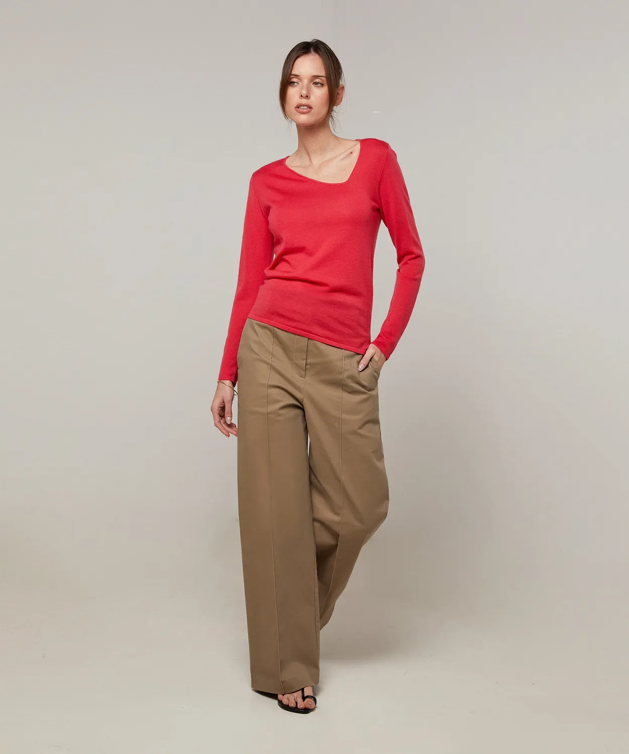 Rodier Maglione collo asimmetrico maglione framboise S