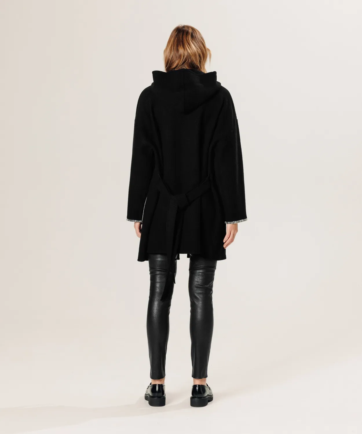 Rodier Cappotto Lana Cotta con Cappuccio Nero Caldo