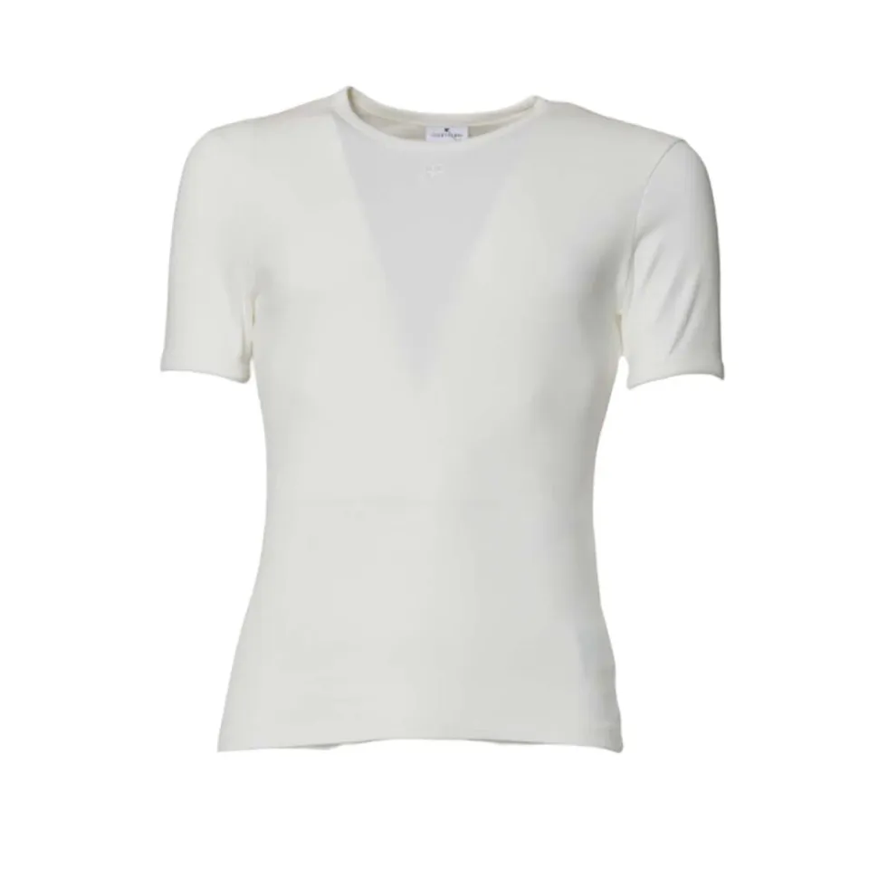 Courrèges 125JTS020JS0203 t-shirt cotone bianco logo