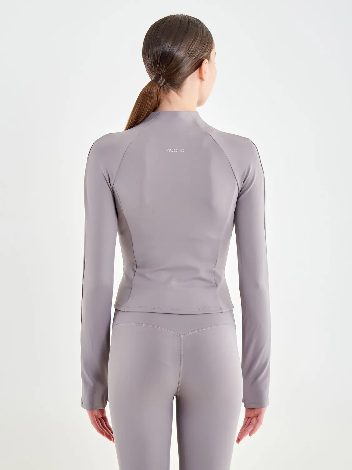 Vicolo Felpa Tessuto Tecnico Grigio Alluminio Zip Donna