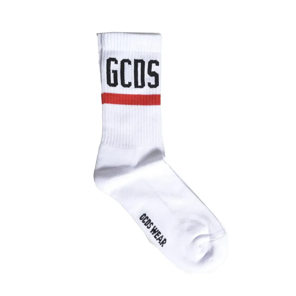 Gcds Z0ULQQ316J122 calzini logo bianco nero II