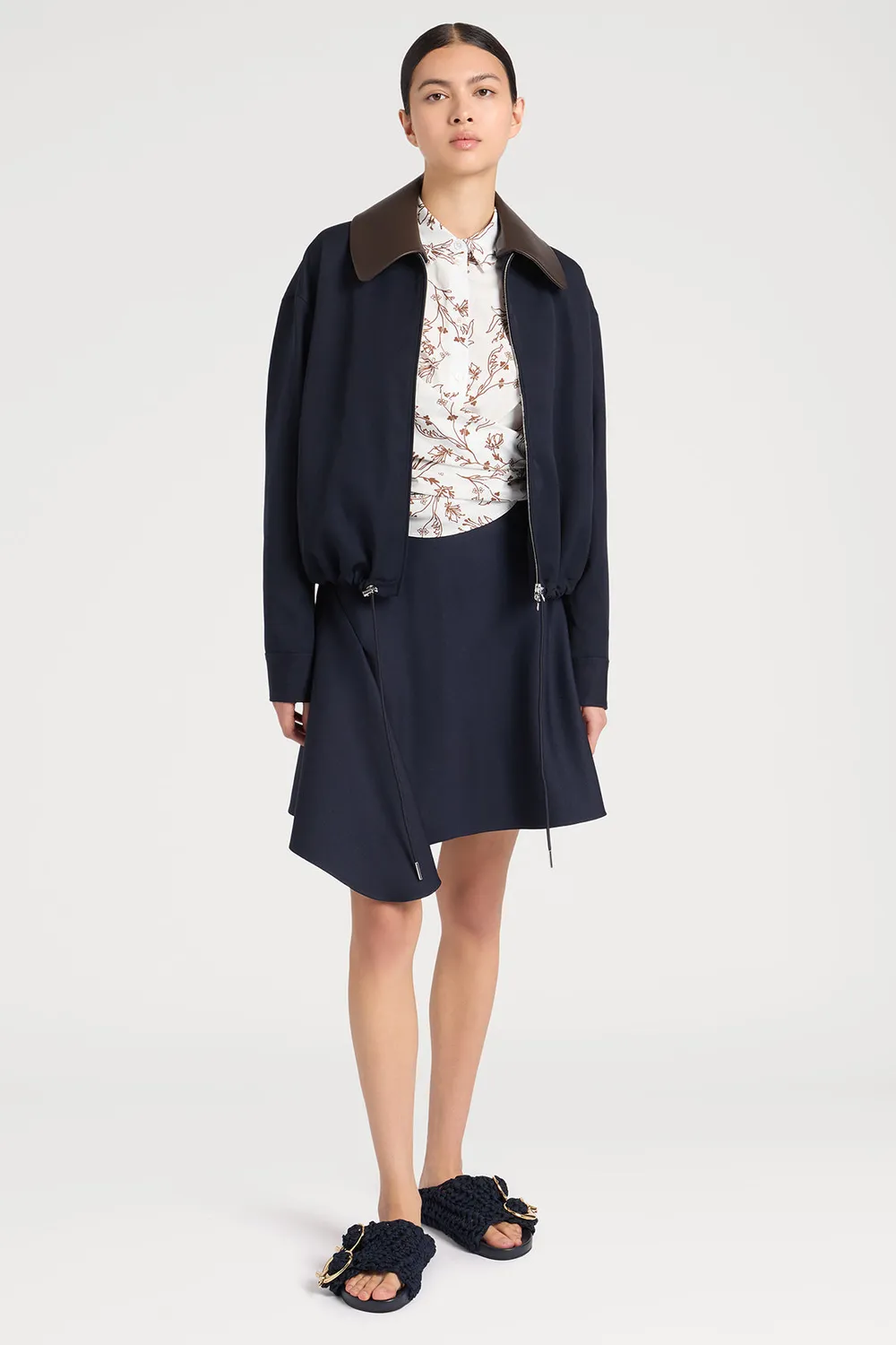 PORTS 1961 PW126HLS13 camicia fiori bianca nodo 38