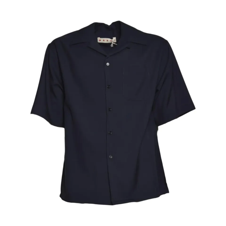 Marni CUMU0213A5UTW839 00B99 camicia lana blu nero