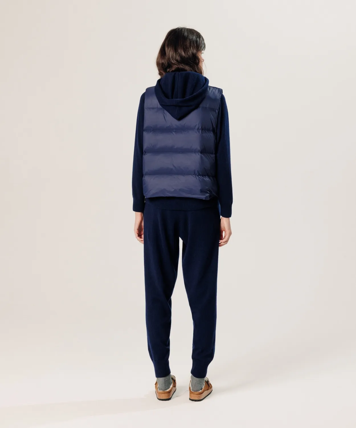 Rodier piumino smanicato cashmere blu navy