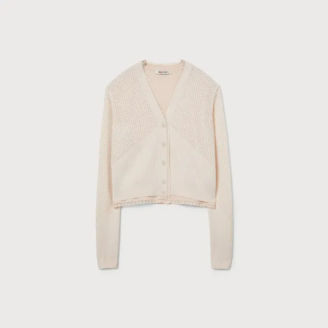 Ports 1961 Cardigan Cashmere Traforato bianco