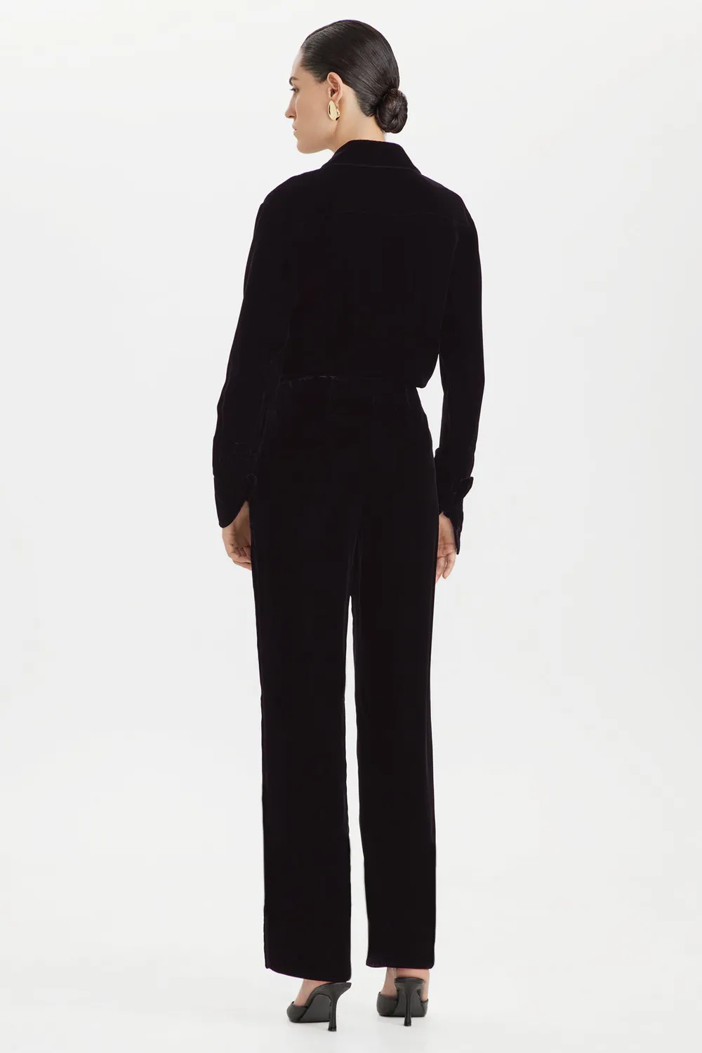 PORTS 1961 PW426TST01 pantaloni velluto nero vita alta