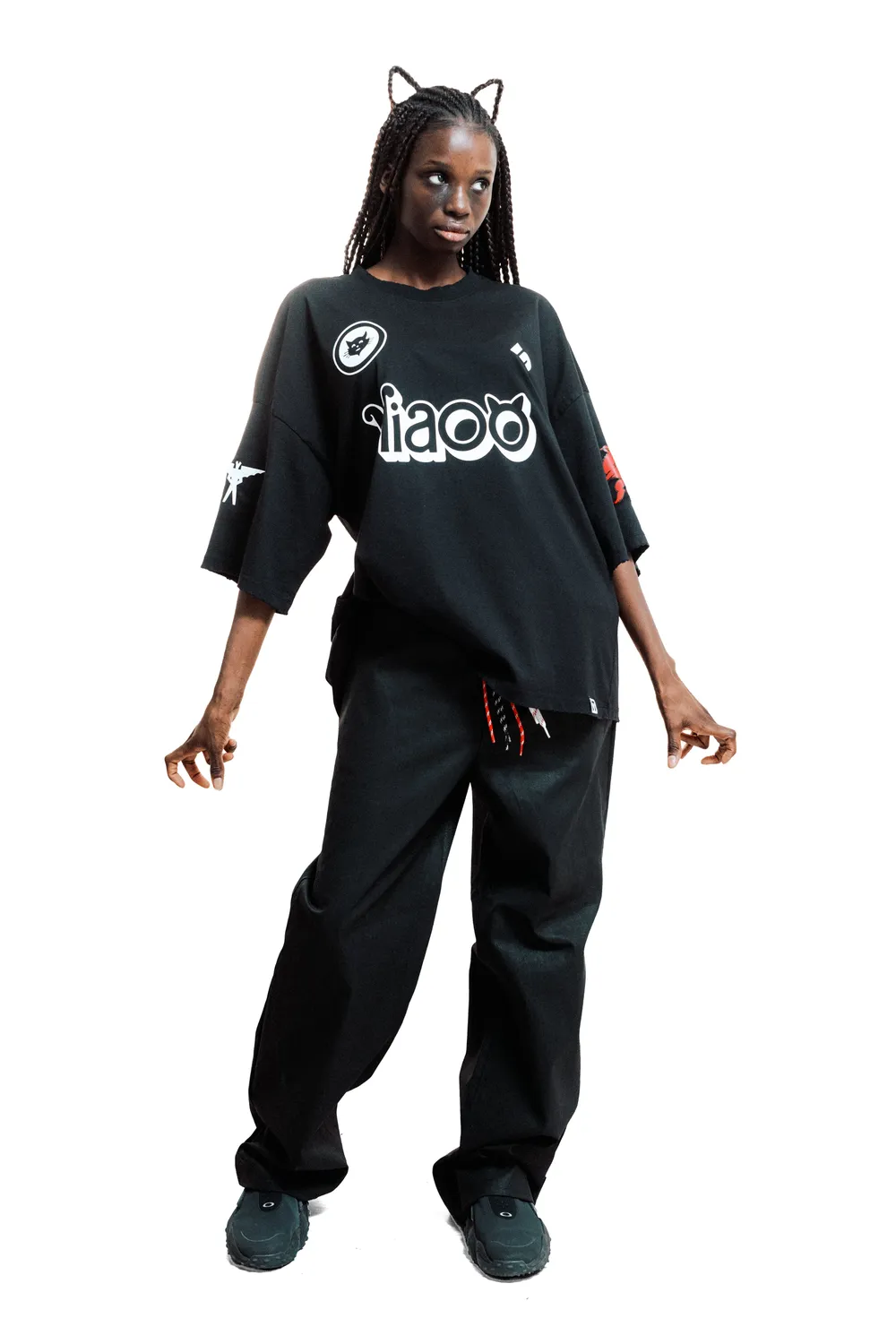 Marcello Pipitone Miaoo t-shirt oversize nera cotone
