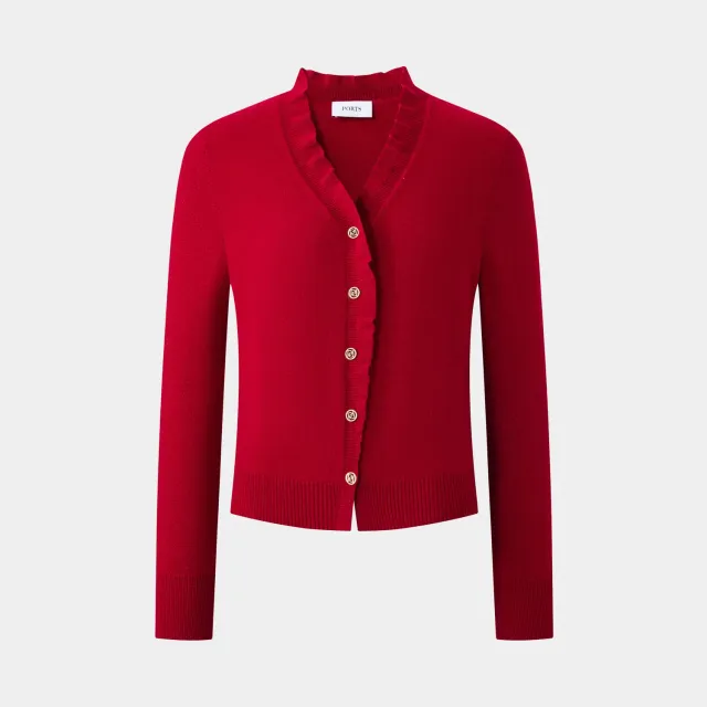 PORTS cardigan rosso con volant adrenaline rush