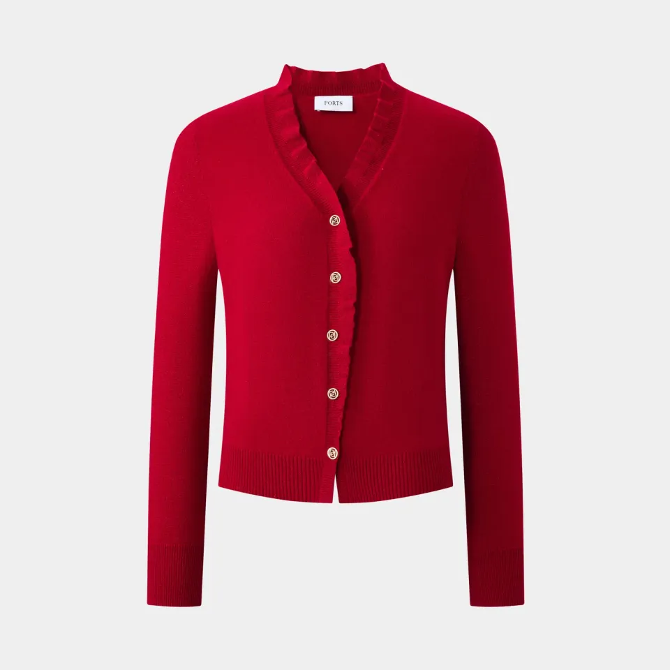 PORTS cardigan rosso con volant adrenaline rush