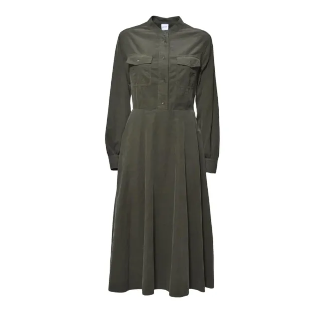 Aspesi 2926G536 abito midi velluto verde cotone