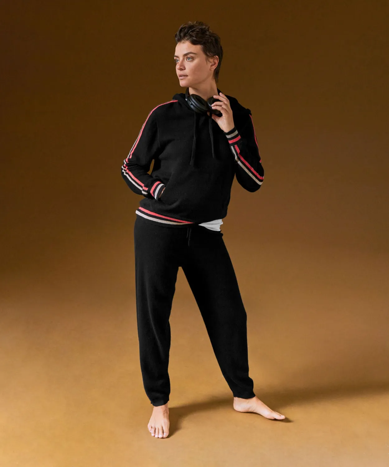 Rodier Maglione con Cappuccio in Cashmere Nero 100%