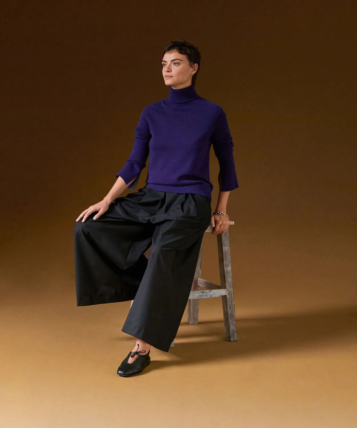 Rodier Maglione Dolcevita in Cashmere Viola Scuro