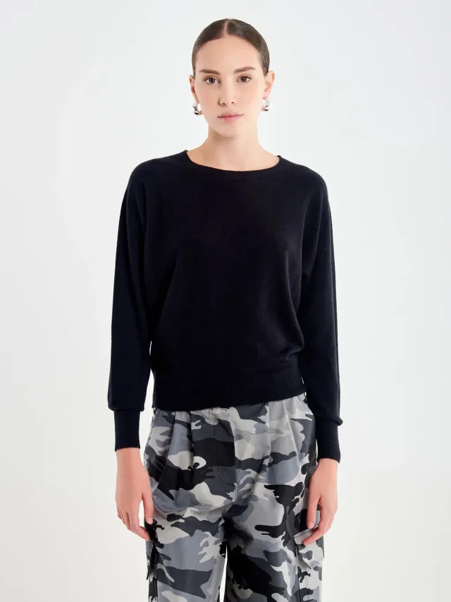 Vicolo pull girocollo lana cashmere nero