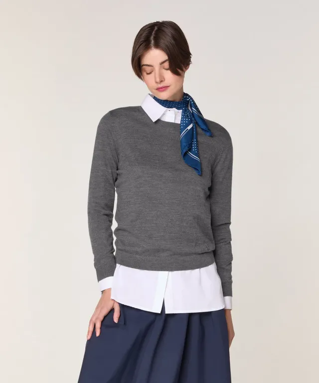 Rodier Maglione Girocollo Lana Merino Grigio Scuro 38