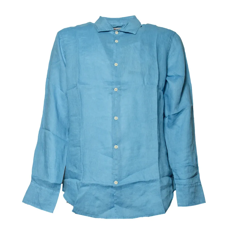Saint Barth PAMP001 Pamplona camicia blu in lino