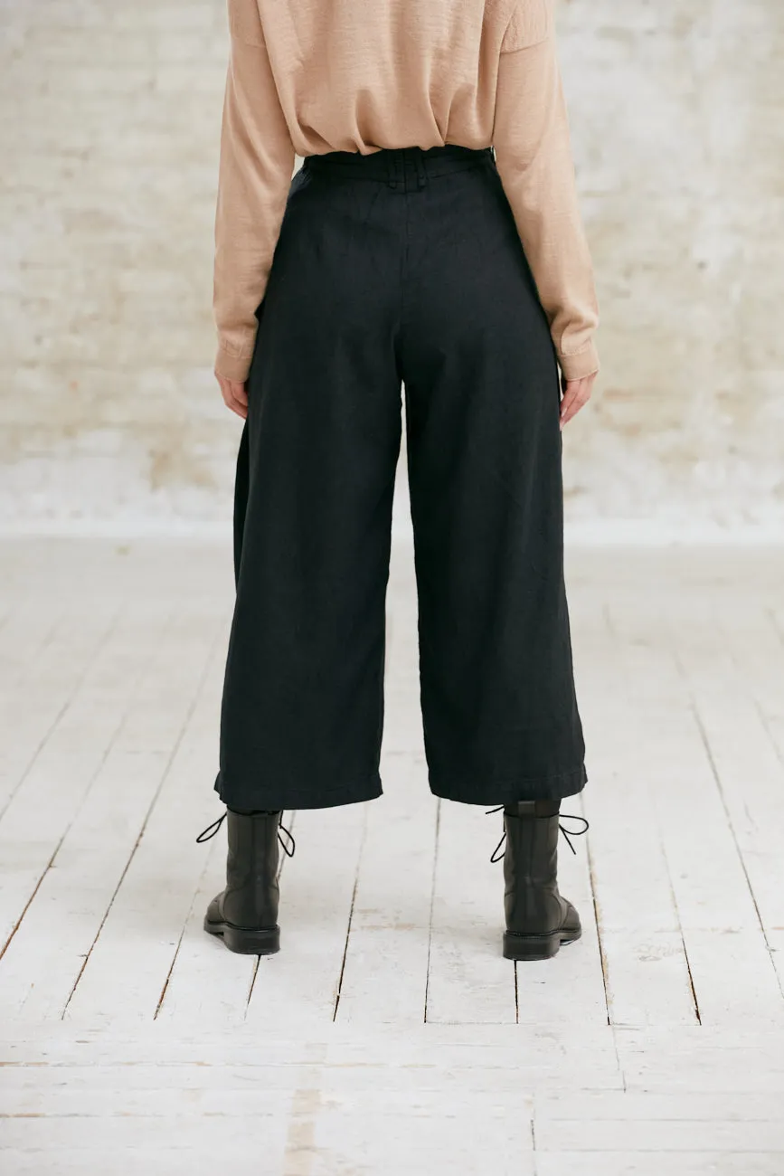 Jyoti Fair Works Awasi Black culotte canapa tencel