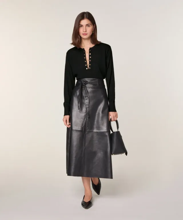 Rodier Maglione Collo Tunisino Lana Merino Nero
