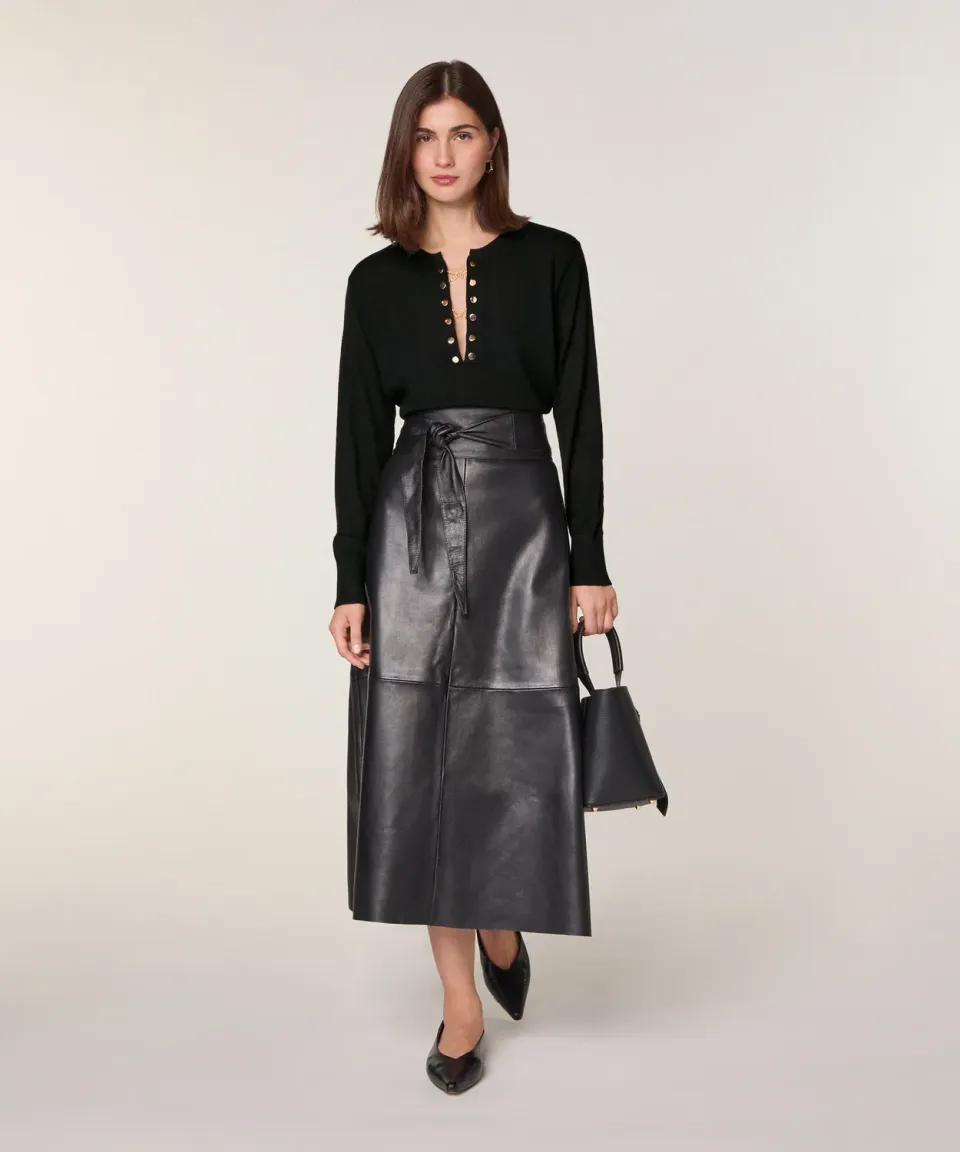 Rodier Maglione Collo Tunisino Lana Merino Nero