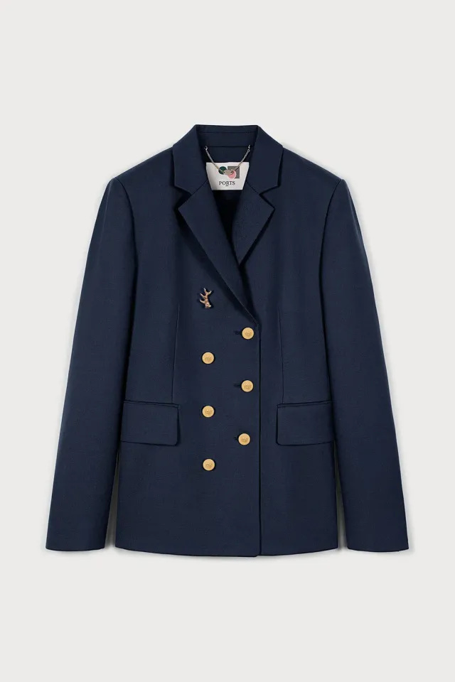 PORTS 1961 Opulent blazer navy doppiopetto corallo