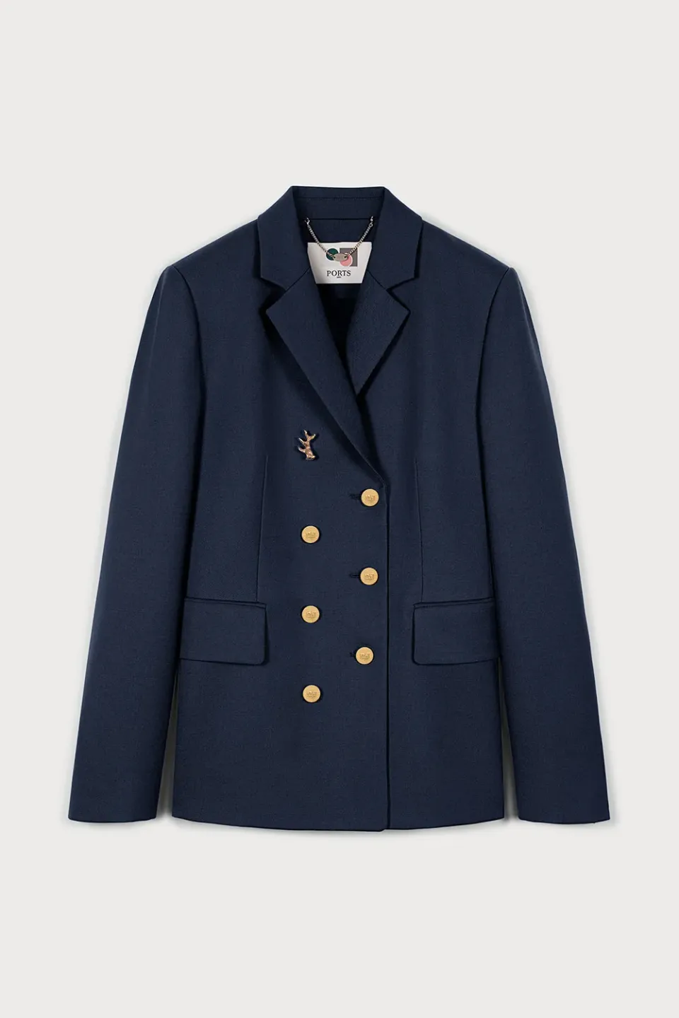 PORTS 1961 Opulent blazer navy doppiopetto corallo