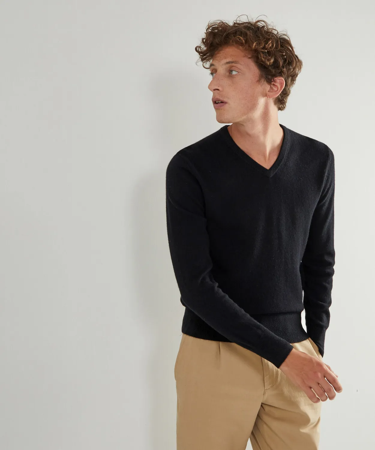 Rodier Maglione Scollo V Cashmere Uomo Nero Elegante
