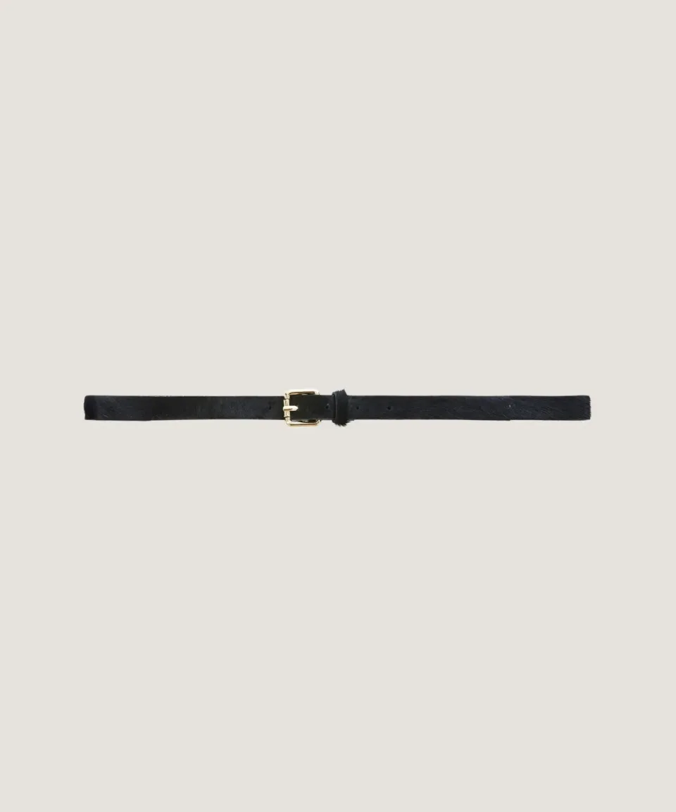 Rodier cintura sottile in pelle nera vacchetta