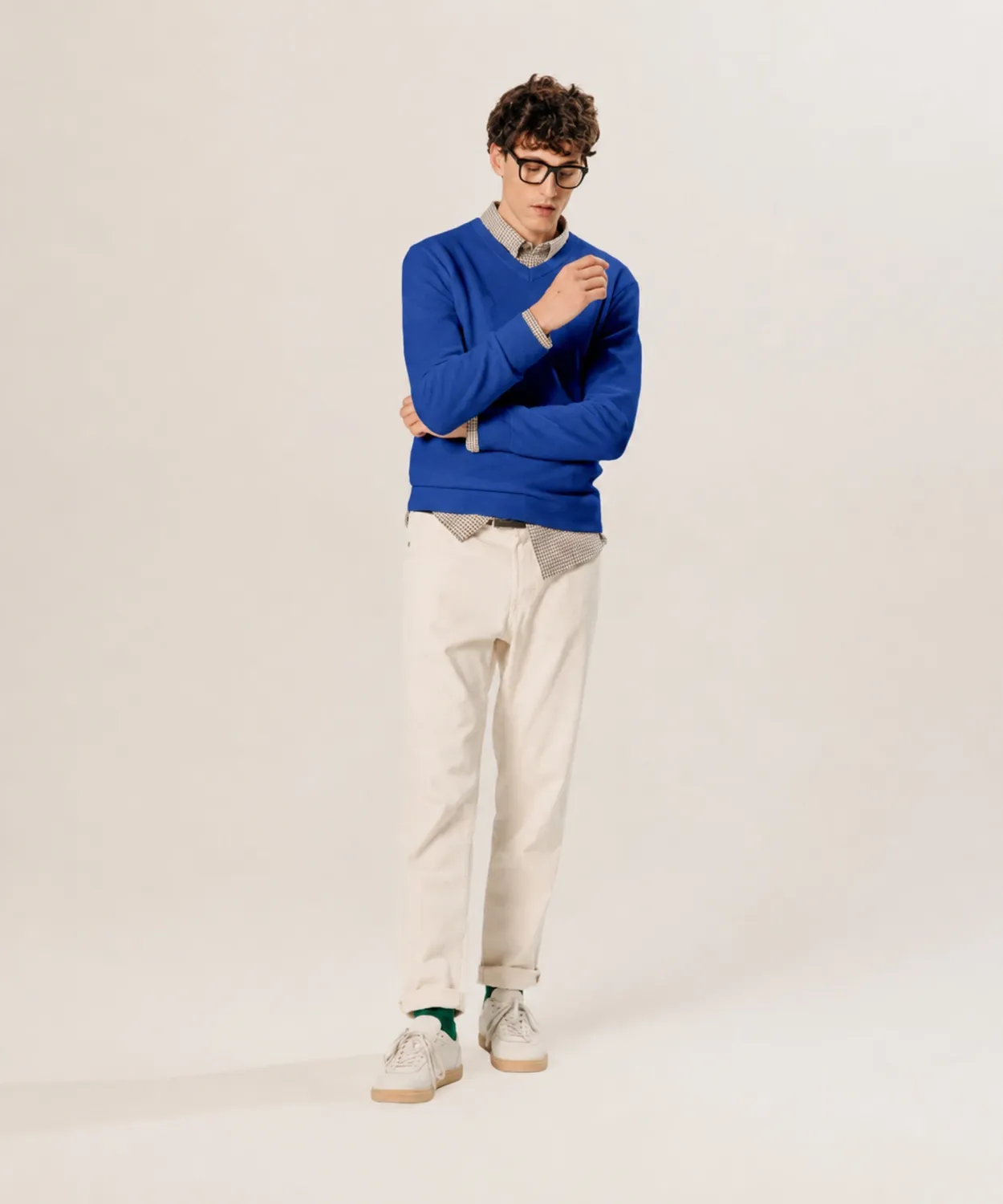 Rodier maglione scollo V lana merino blu azzurro uomo