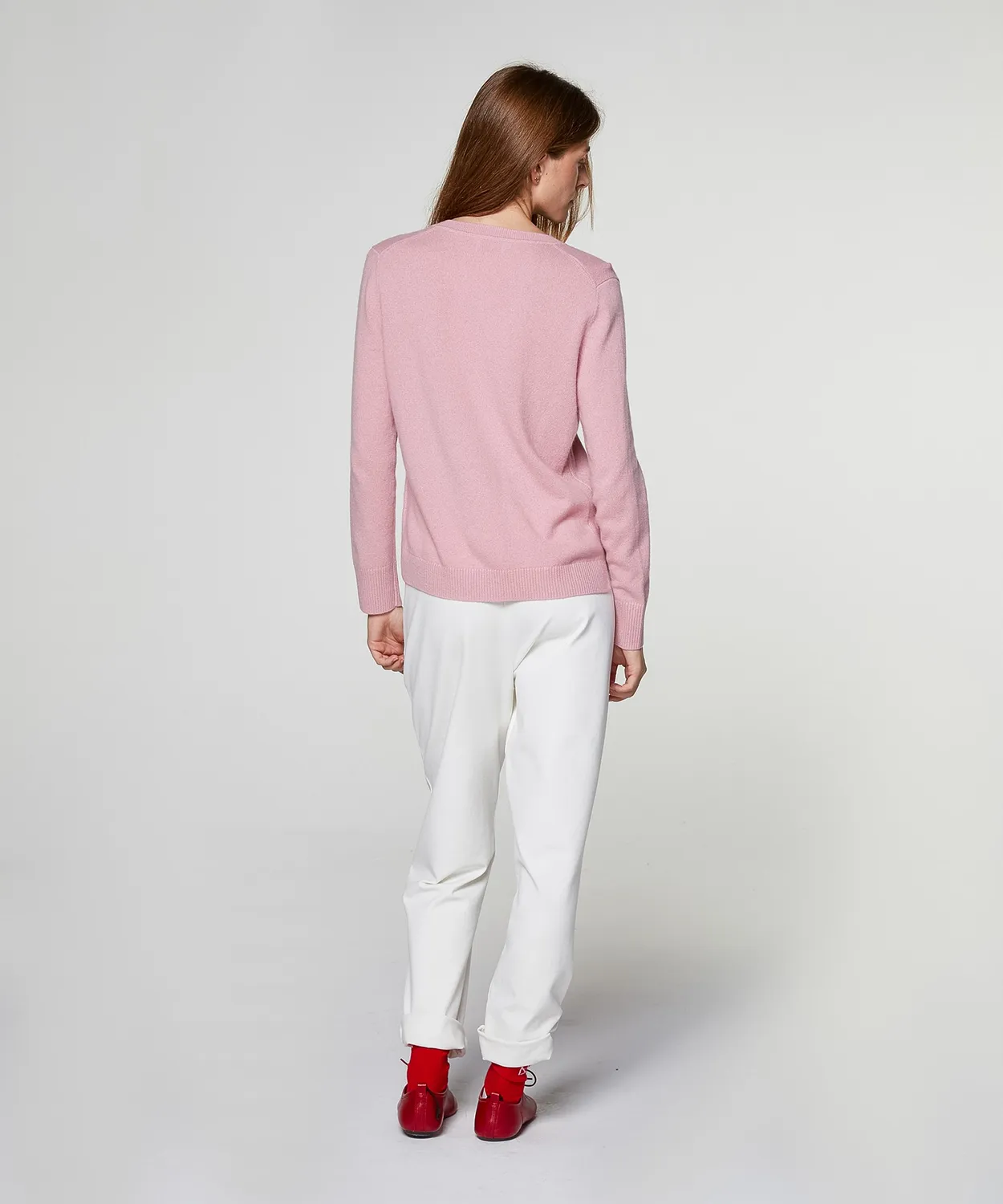 Rodier maglione collo tunisino cashmere rosa morbido