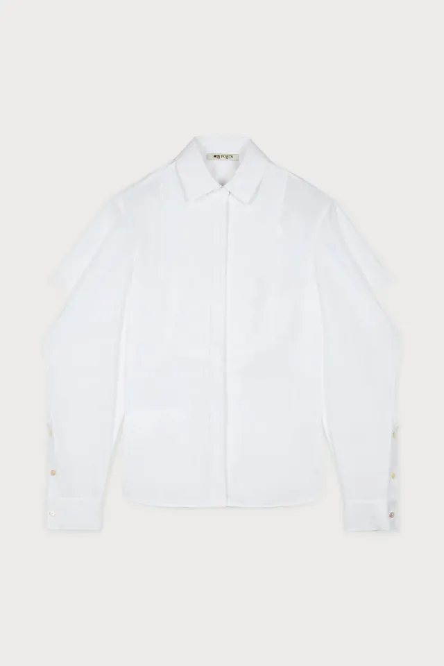 PORTS 1961 camicia bianca cut-out No.10 donna cotone