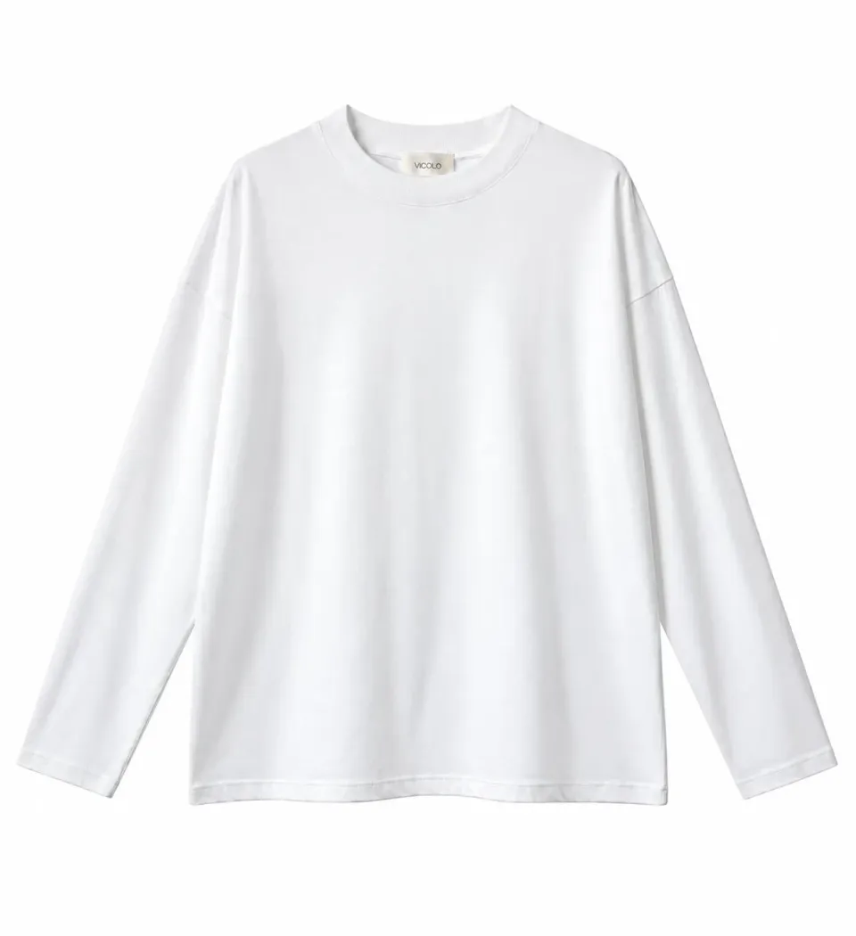 Vicolo t-shirt maniche lunghe over bianca taglia unica