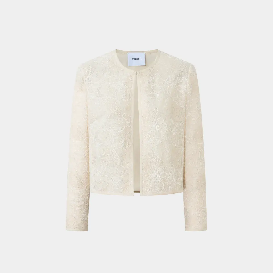 PORTS SS25 LQ8J080VLQ004 giacca crema floreale 2 elegante