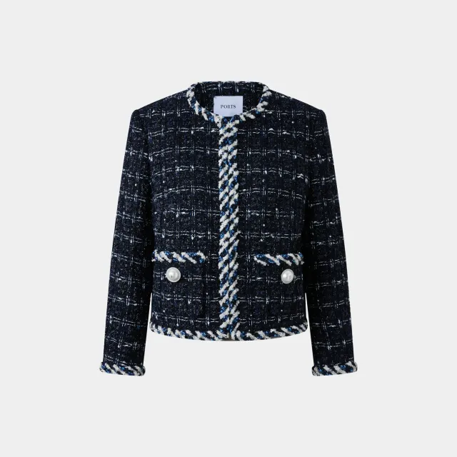 PORTS FW25 Contrast Tweed giacca navy mix tweed