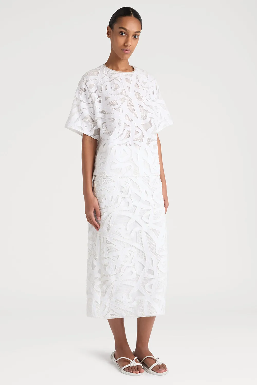 PORTS Weaving Lace gonna bianca pizzo