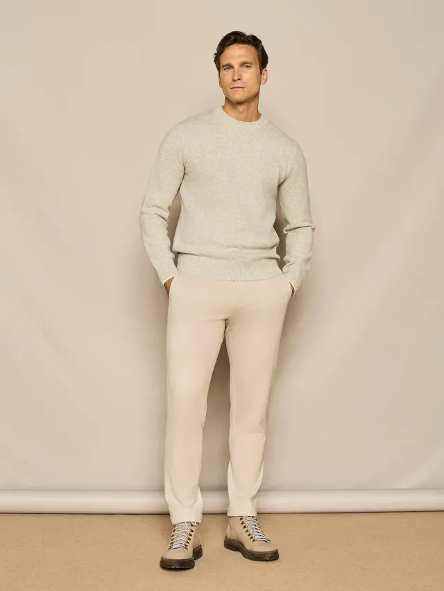 Paul Taylor Leisure Fit pantalone jersey beige con risvolto