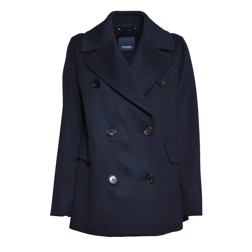 S Max Mara Camilla cappotto donna blu notte lana vergine
