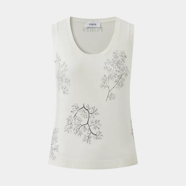PORTS Pattern top maglia smanicato crema M