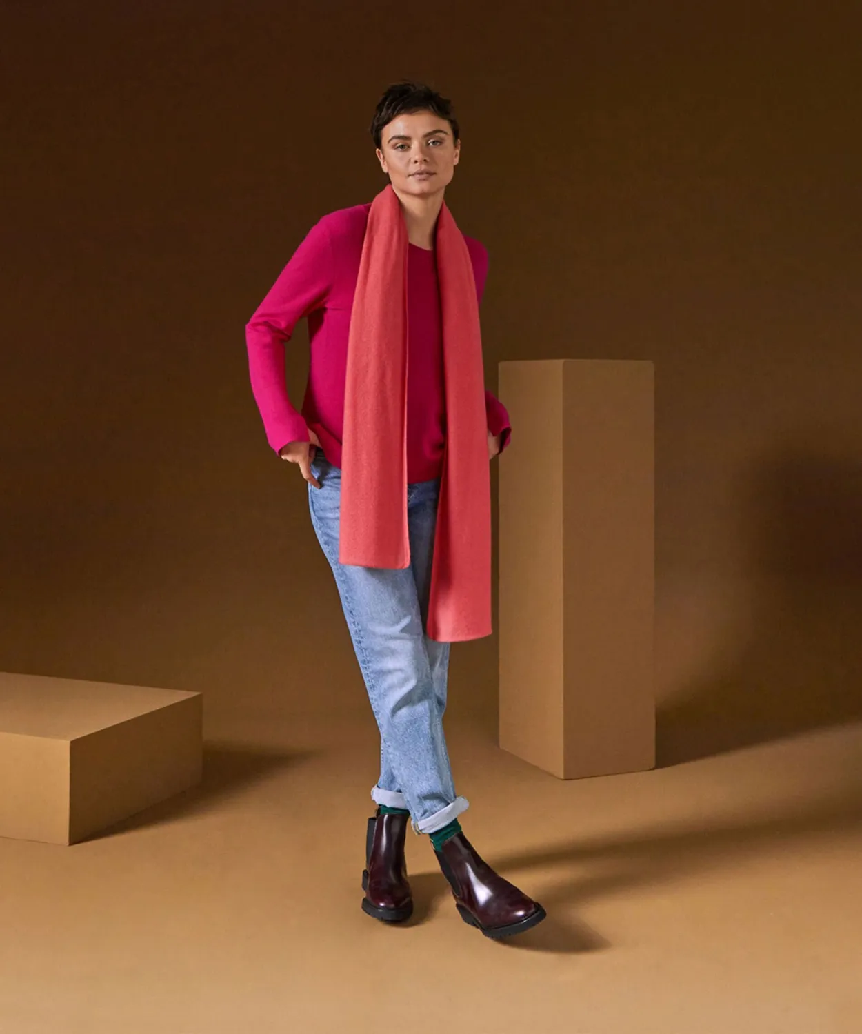 Rodier Maglione Girocollo Cashmere Rosa Tonico eco