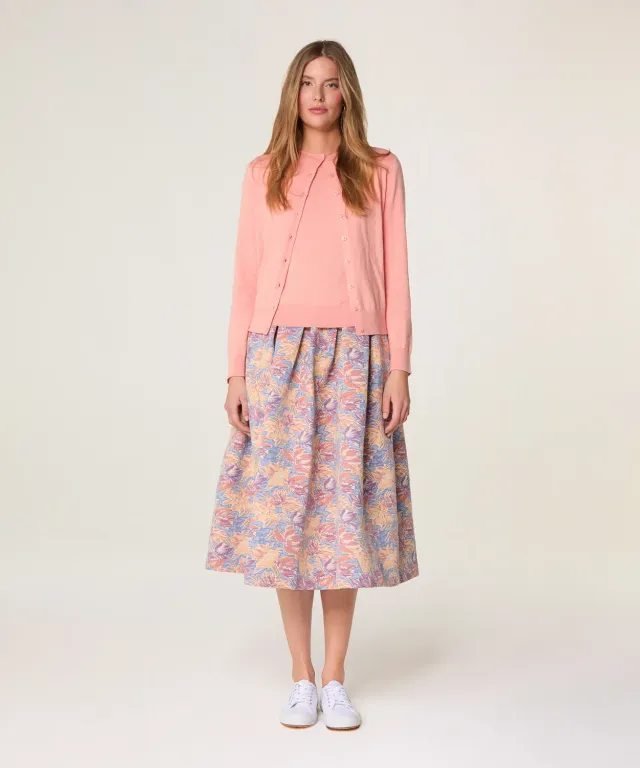Rodier twin-set cotone salmone cardigan + maglione