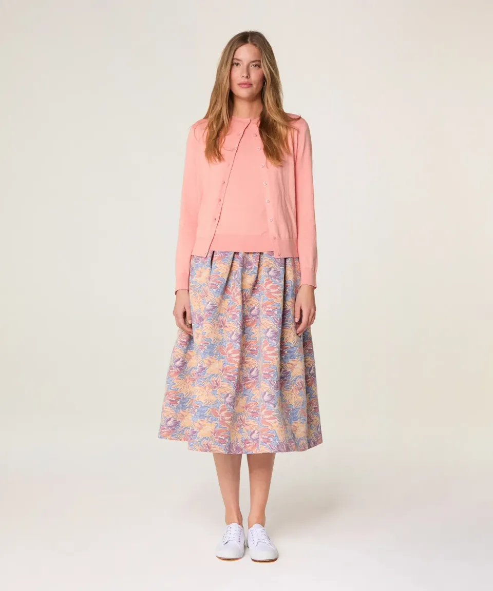 Rodier twin-set cotone salmone cardigan + maglione