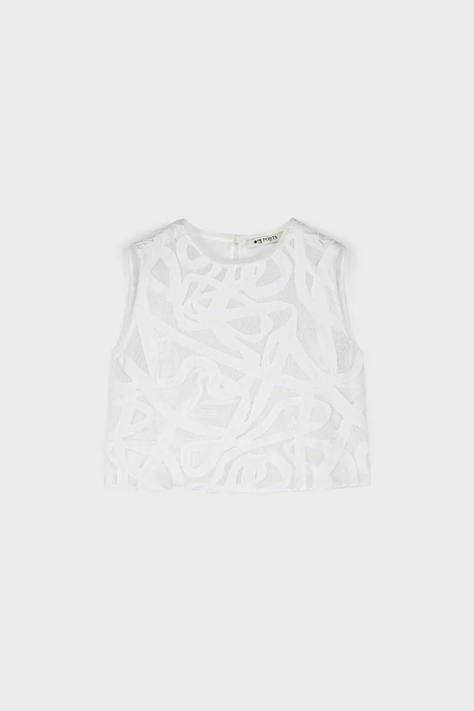 PORTS 1961 Lace White Top bianco in pizzo intrecciato