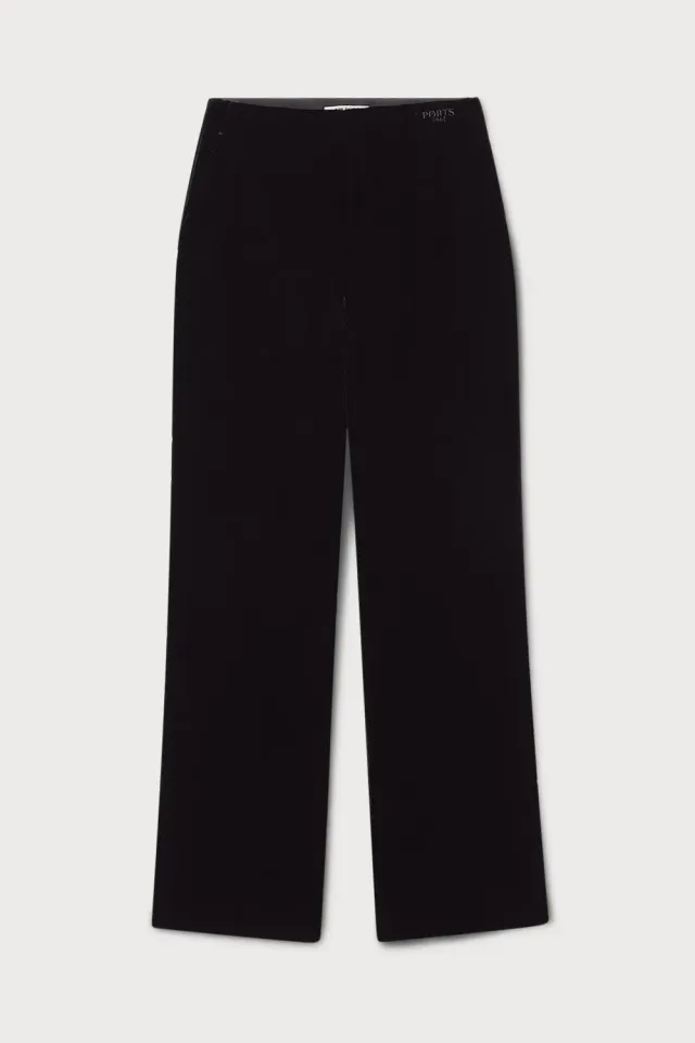 PORTS 1961 PW426TST01 pantaloni velluto nero vita alta
