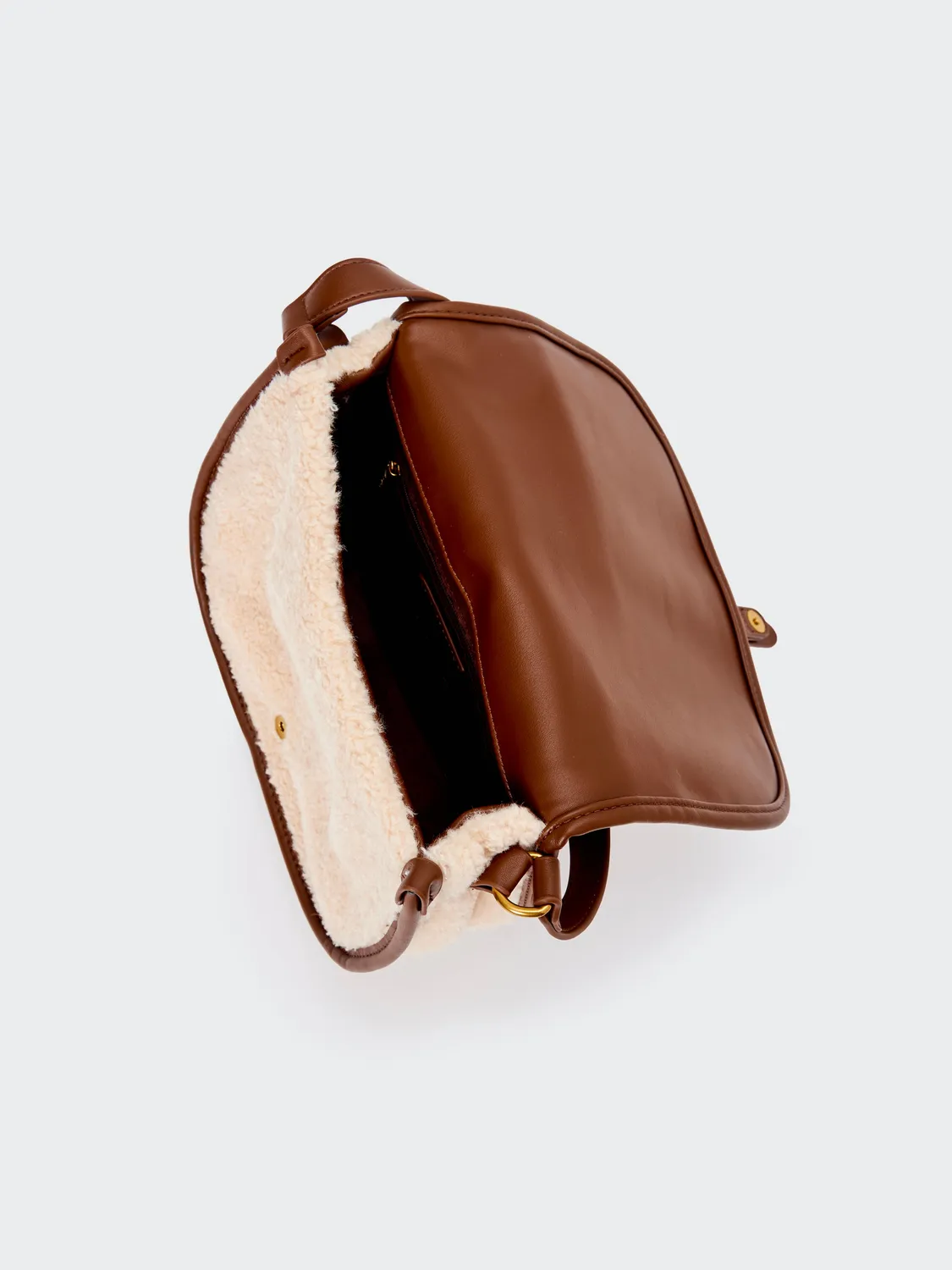 Vicolo Winnie Hobo borsa teddy beige mezza luna